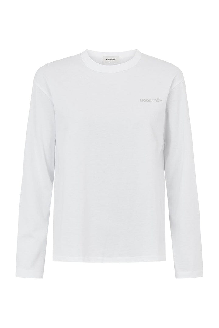 ModströM - Hellenmd Logo Ls T-Shirt 59828 - 4 - Soft White T-shirts 
