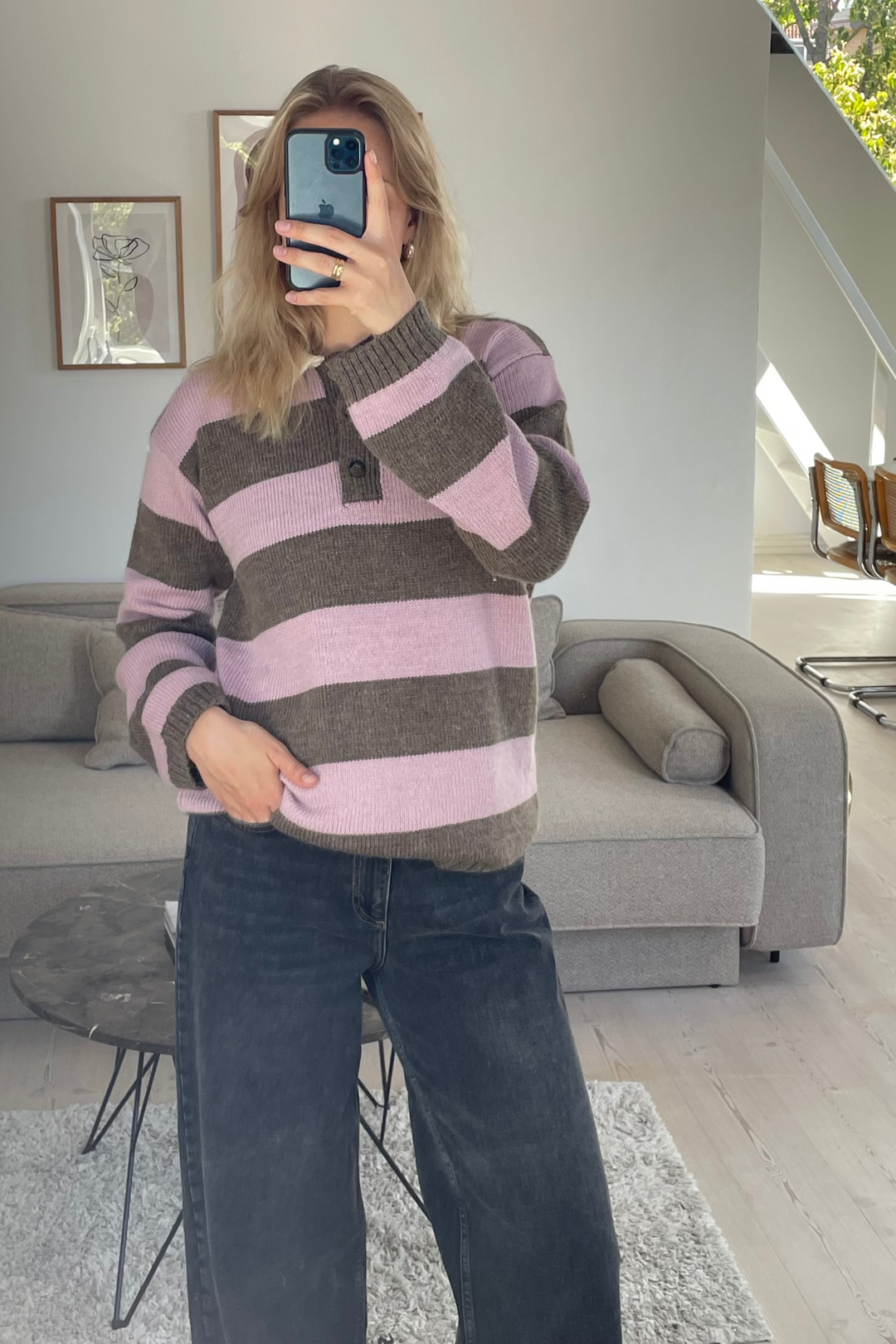 Modström - Pelhammd Stripe Polo 58613 - 12038 - Lilac Chocolate Stripe Strikbluser 