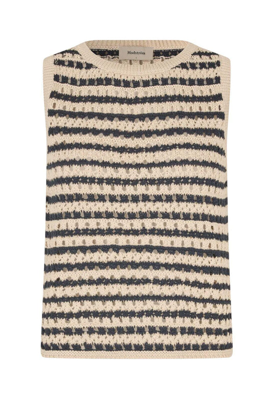 Modström - Vestermd Stripe Top 59055 - 11516 - Navy Summer Sand Strikbluser 
