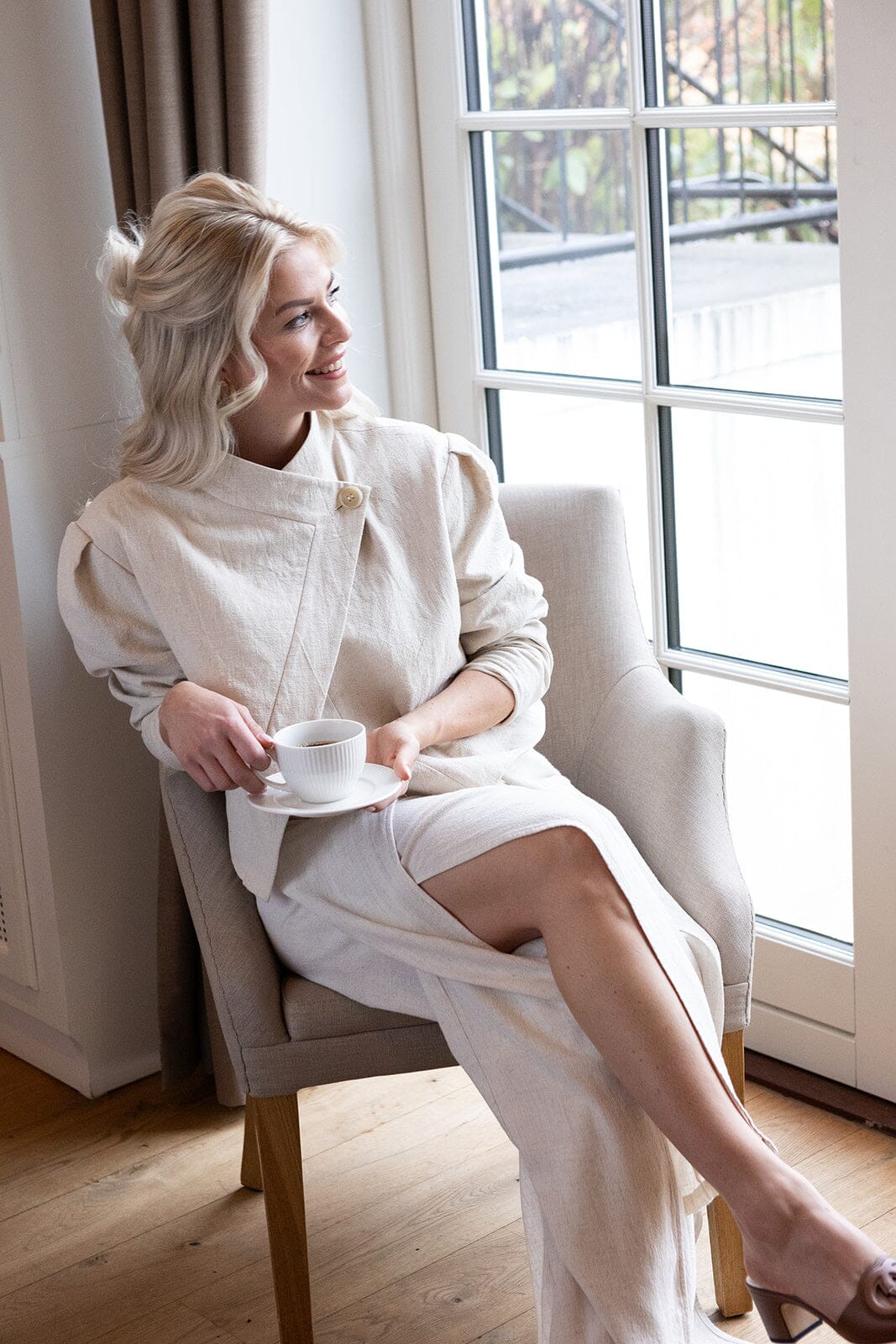 Molly&My x Melanie Due - Stephanie S Ramie Blazer 168513 - 815 - Natural Blazere 