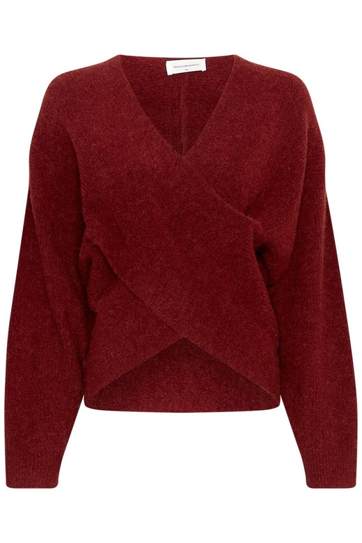 Moss Copenhagen - Mschzinelle Hope Wrap Pullover 18469 - Syrah Strikbluser 