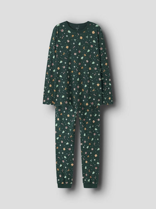 Name It - Nanvismas Ls Nightset - 4918983 Botanical Garden Xmas Aop Nattøj 