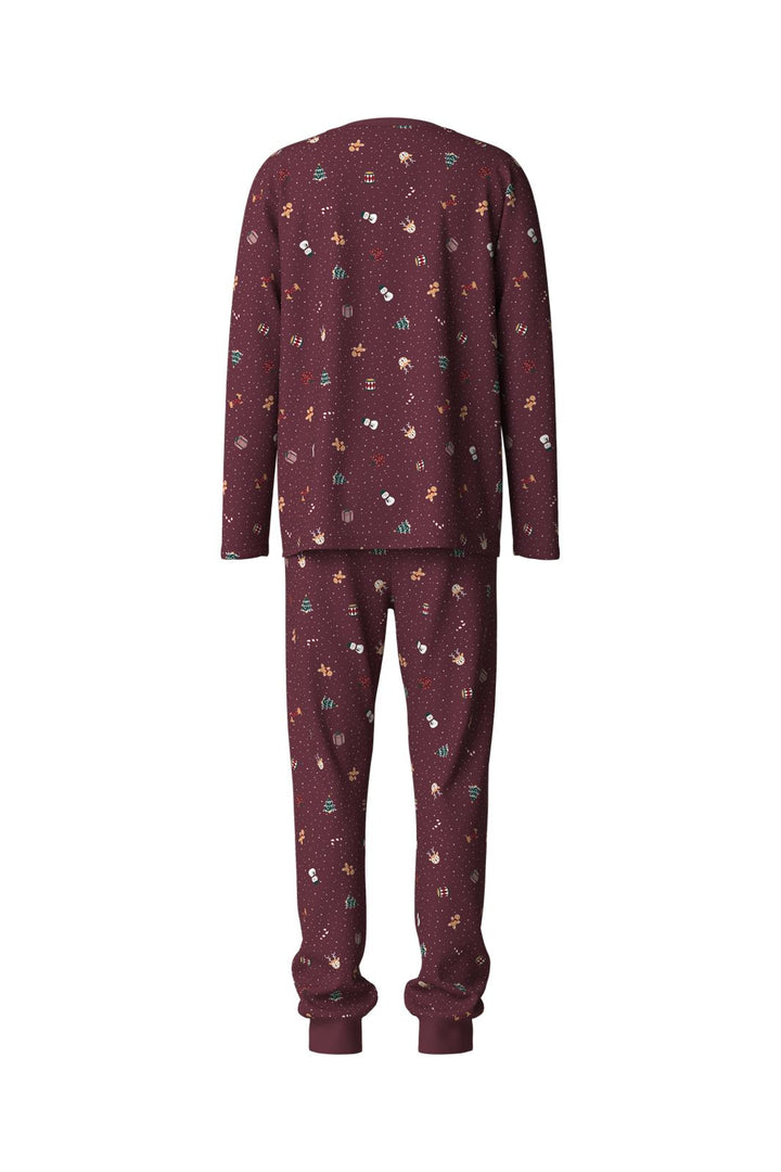 Name It - Nanvismas Ls Nightset - 5124798 Burgundy Christmas