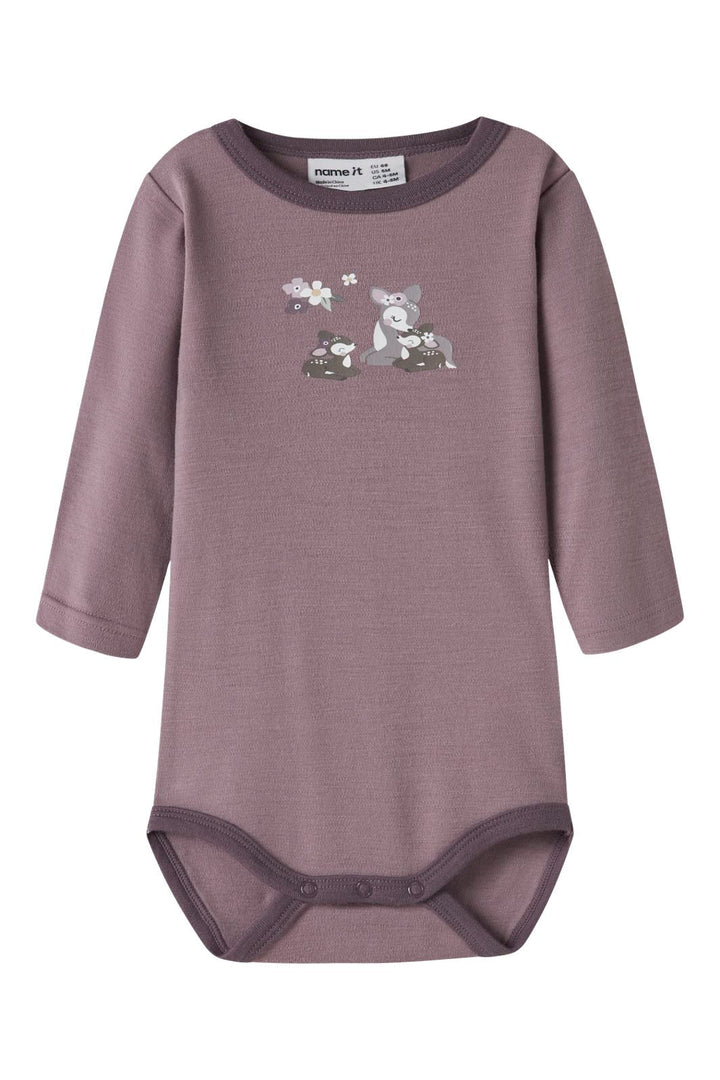 Name It - Nbfwillit Wool Ls Body - 4954614 Toadstool Bambi + Flowers