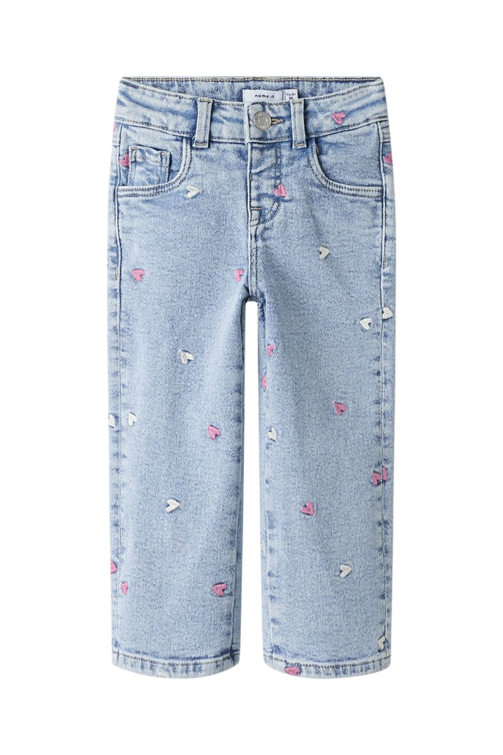 Name It - Nmfrose Wide Emb Jeans 2633-Fr - 4893807 Light Blue Bleached Denim