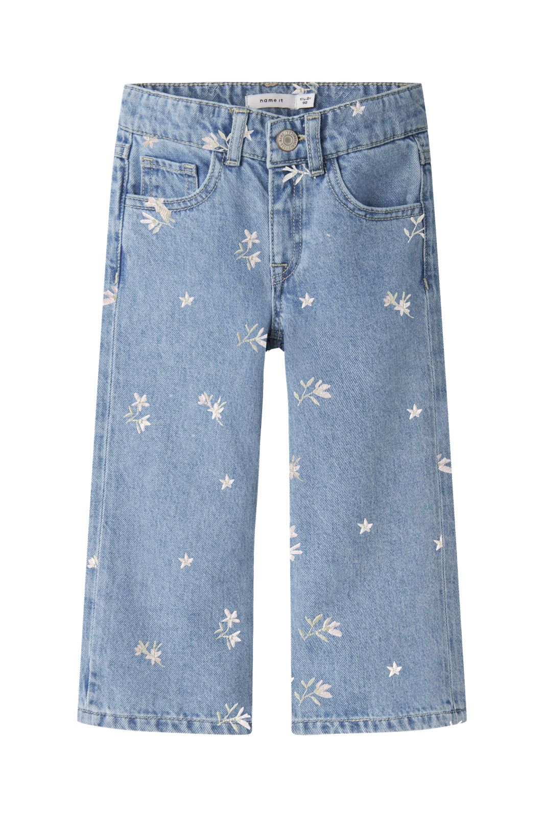 Name It - Nmfrose Wide Jeans 3614-Za - 5024991 Light Blue Denim Flower Emb