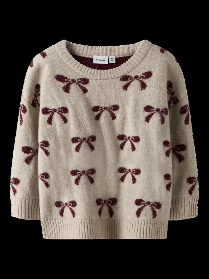 Name It - Nmfsenya Ls Knit - 4889692 Cement Strikbluser 