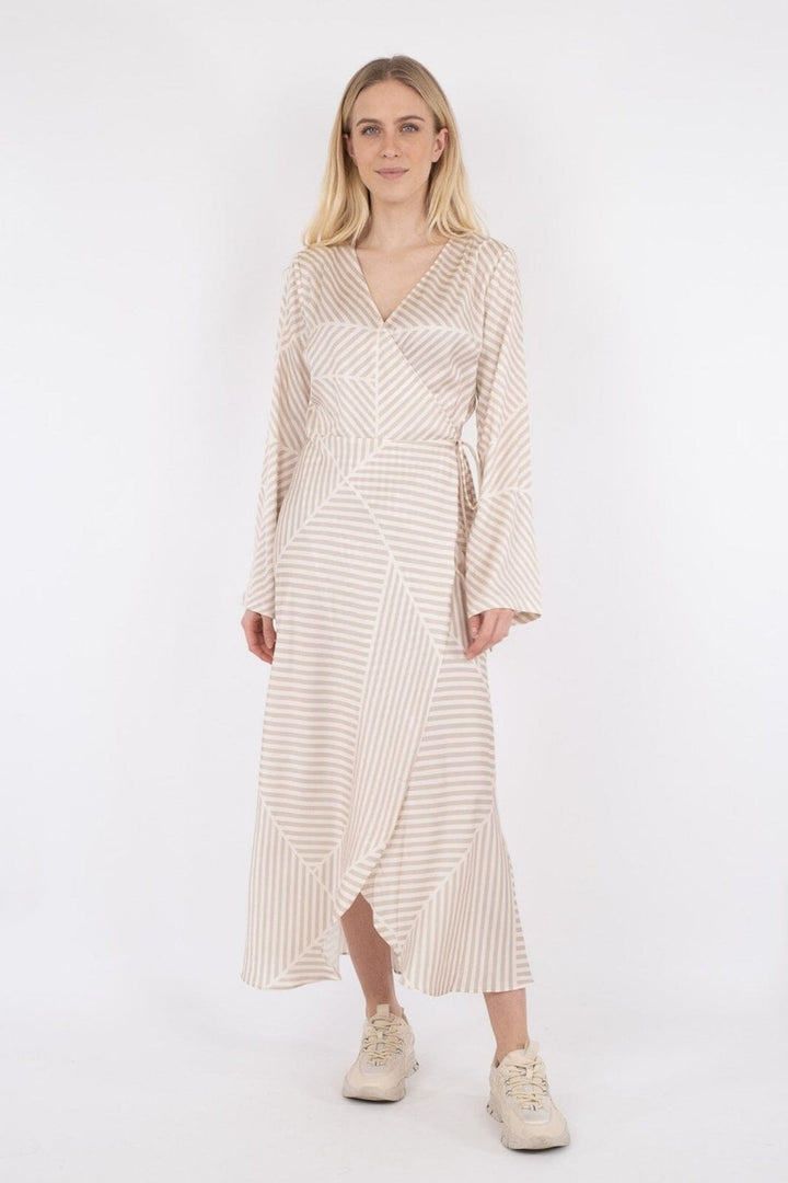 Neo Noir - Amber Mix Lines Dress - Sand Kjoler 
