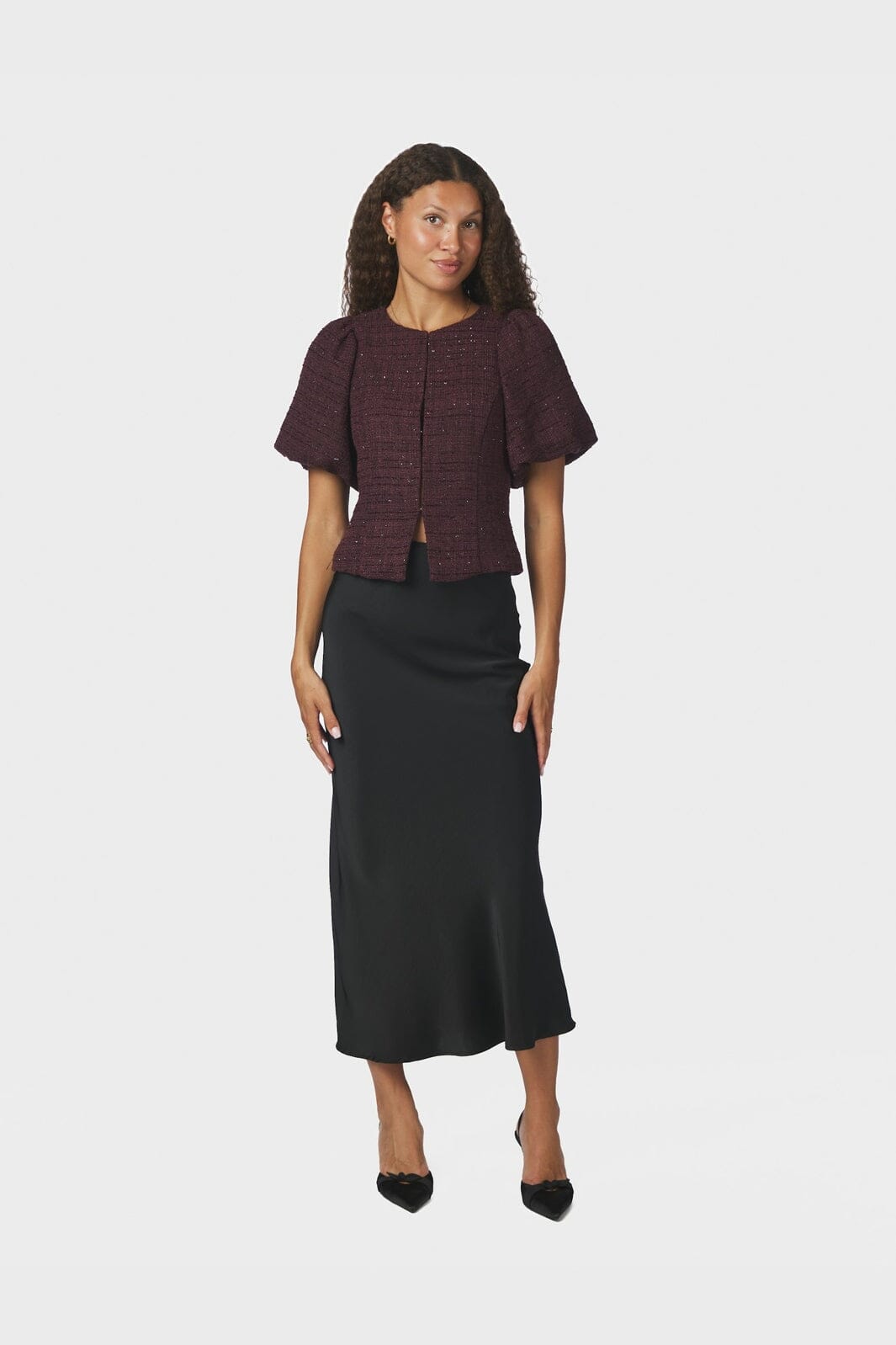 Neo Noir - Anela Boucle Glitz Blouse 170360 - 682 - Wine