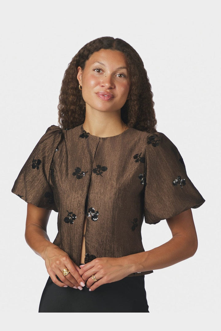 Neo Noir - Anela Sequins Blouse 171076 - 210 - Brown