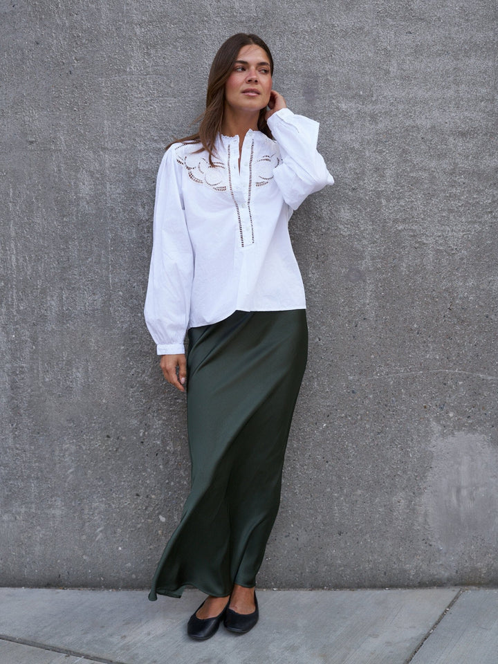 Neo Noir - Aneliah C Poplin Emb Blouse 169907 - 120 - White Bluser 