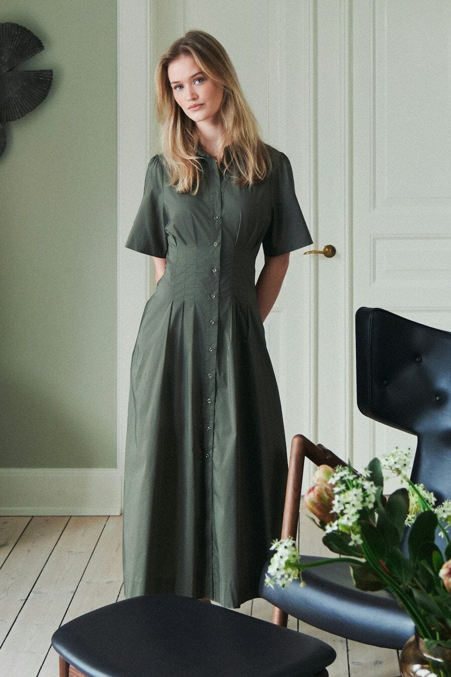 Neo Noir - Baia Poplin Dress 165343 - 151 - Army Kjoler 