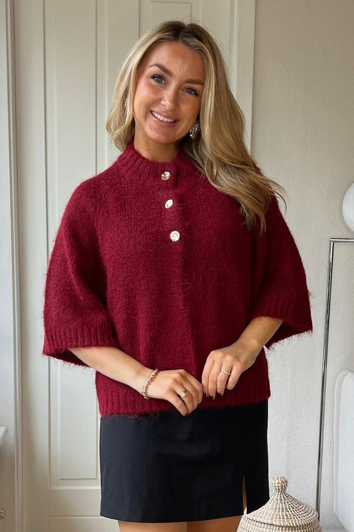 Neo Noir - Benuta Fluffy Knit Cardigan 165816 - 321 - Dark Red Cardigans 