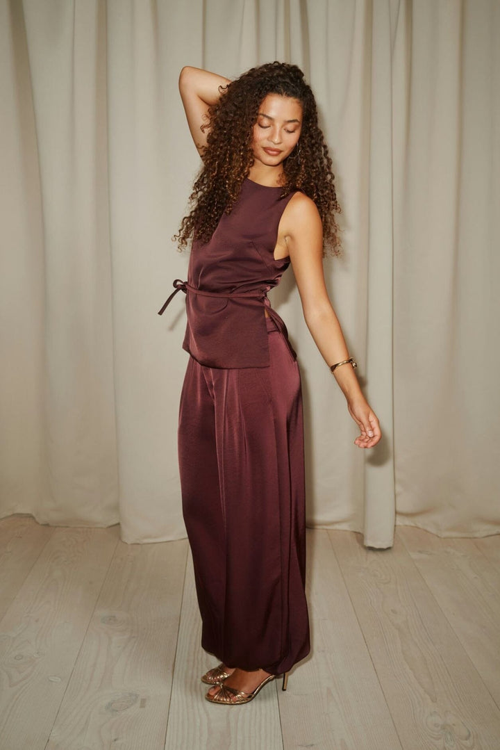 Neo Noir - Chantel Heavy Sateen Balloon Pants 171104 - 174 - Burgundy Bukser 