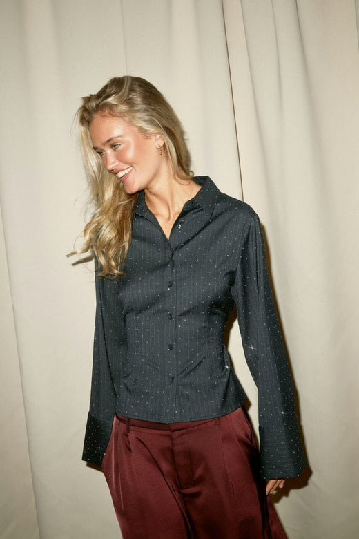 Neo Noir - Clarida Bedazz Pinstripe Shirt 171436 - 132 - Antracit