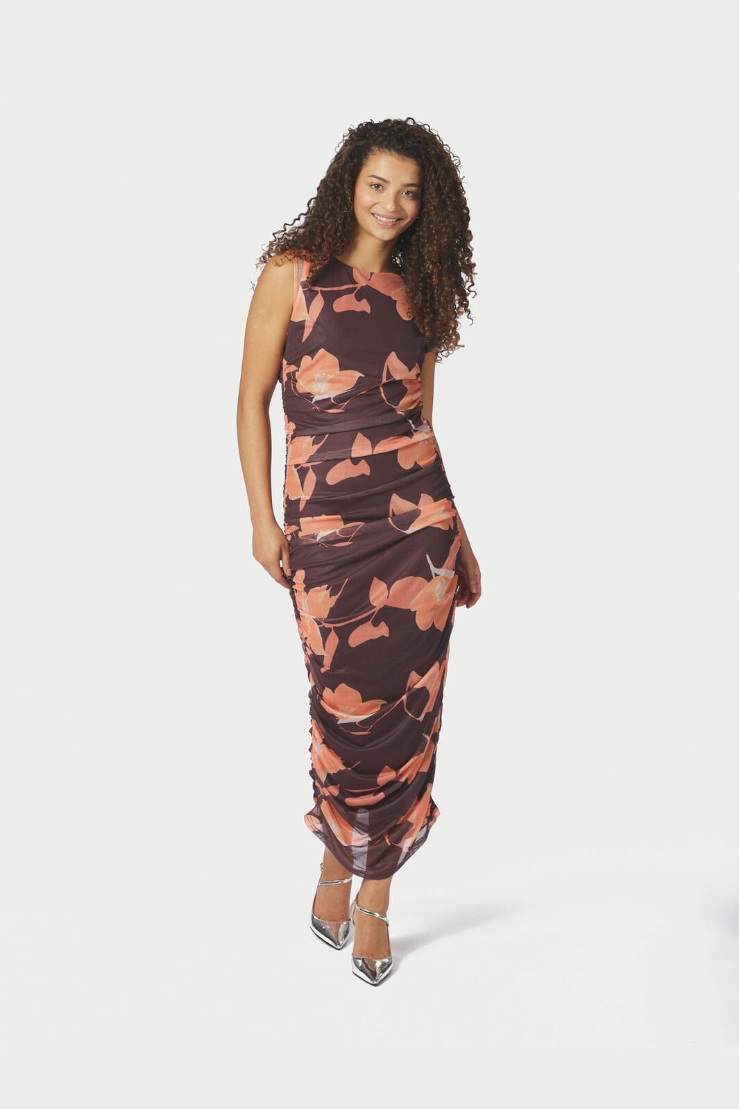 Neo Noir - Corilina Flower Mesh Dress 168542 - 210 - Brown