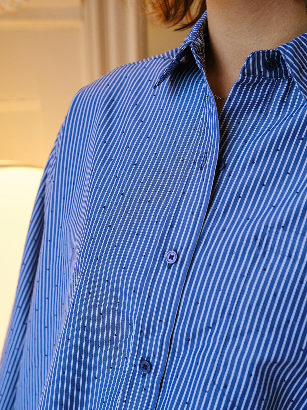 Neo Noir - Dalma B Stripe Stone Shirt 164520 - 678 - Midnight Blue Skjorter 