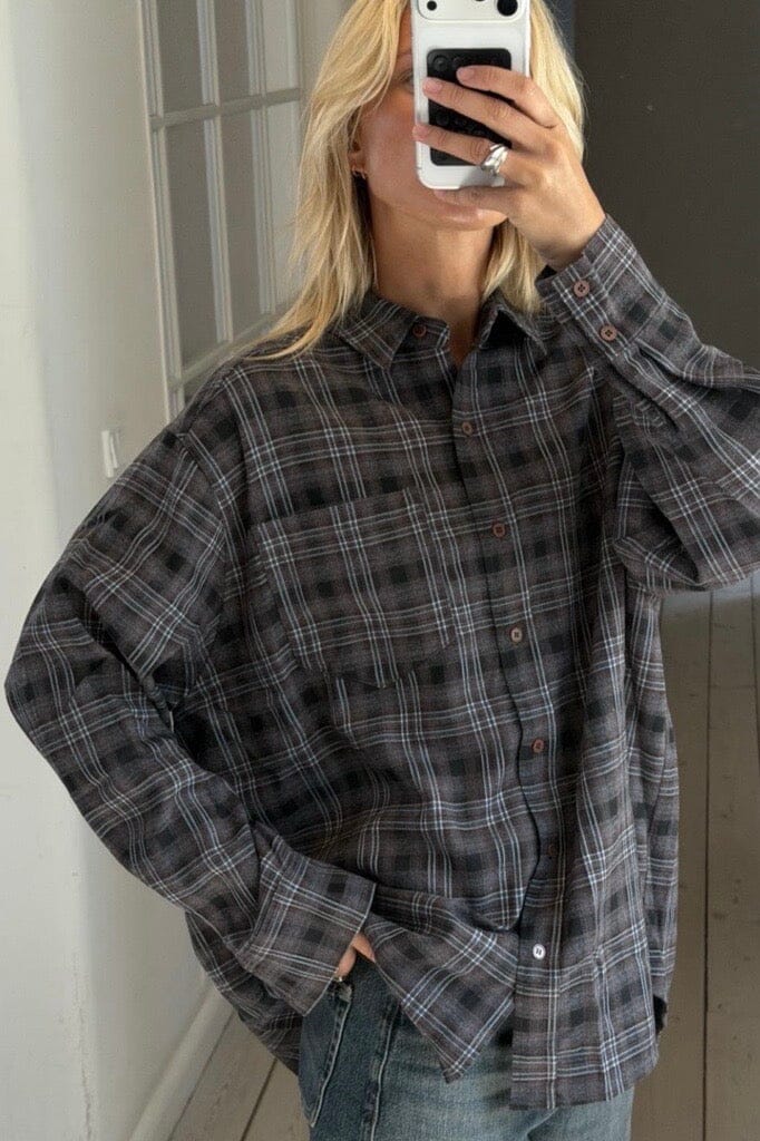 Neo Noir - Dalma Flannel Check Shirt 171678 - 811 - Dark Taupe Skjorter 
