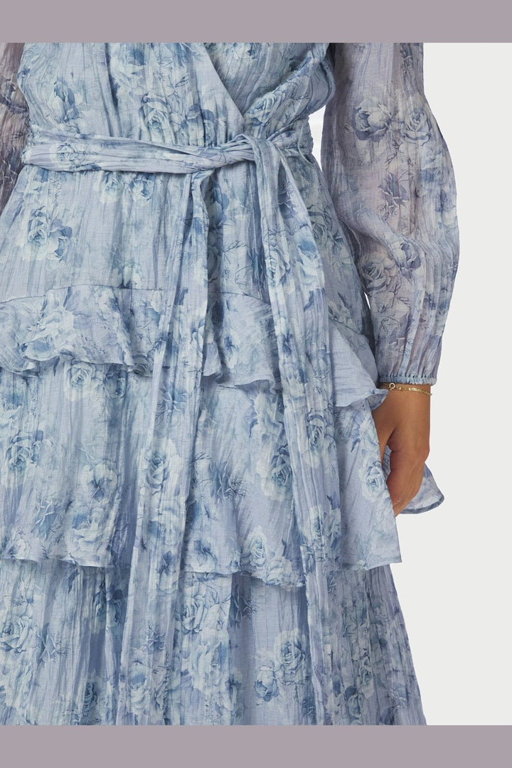 Neo Noir - Denila Crepe Print Dress 167618 - 142 - Dusty Blue