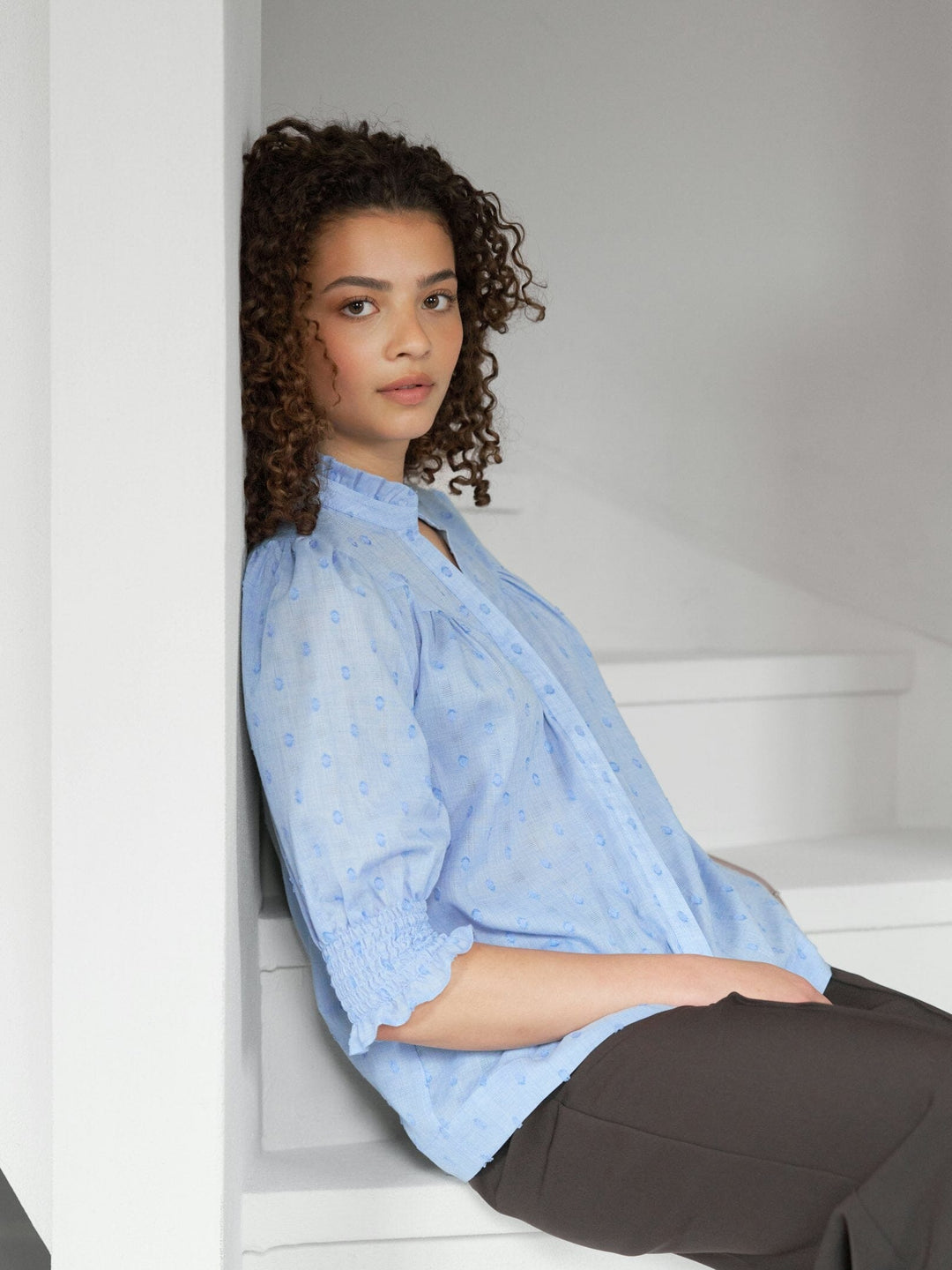 Neo Noir - Diana Dobby S Blouse 167750 - 145 - Light Blue Bluser 
