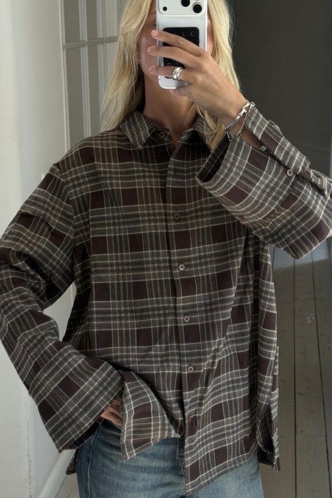Neo Noir - Dita Flannel Check Shirt 171676 - 210 - Brown Skjorter 