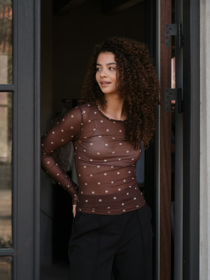 Neo Noir - Ella Dot Blouse 168270 - 210 - Brown Bluser 