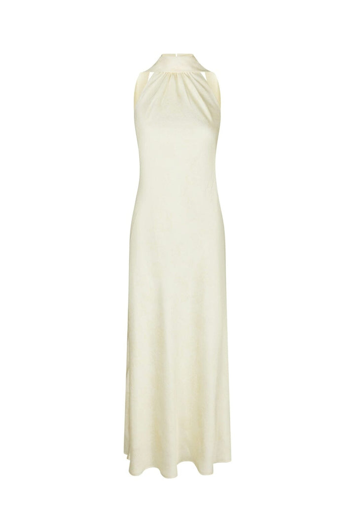 Neo Noir - Fiona Pattern Satin Dress 168367 - 191 - Light Yellow