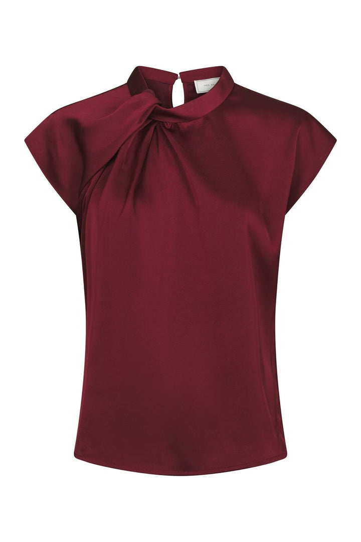 Neo Noir - Fleur Drapy Satin Blouse 160990 - 174 - Burgundy
