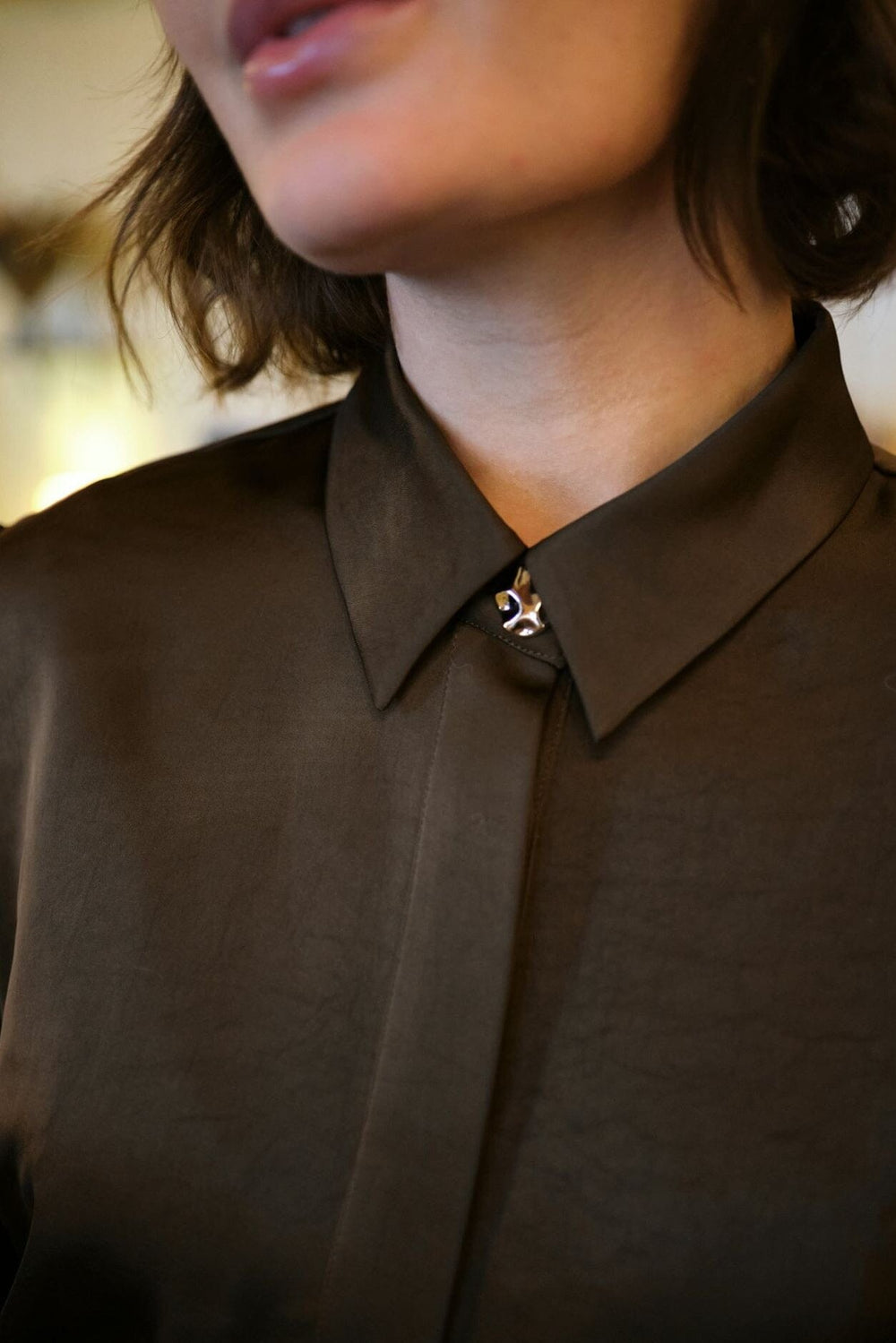 Neo Noir - Fransala Heavy Sateen Shirt 166635 - 676 - Dark Brown Skjorter 