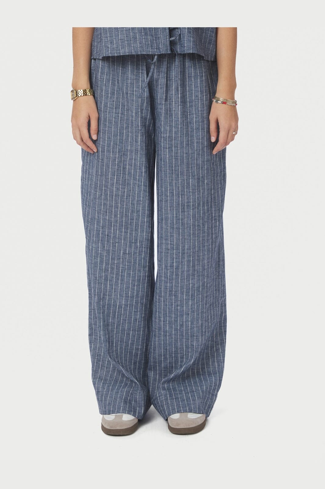 Neo Noir - Heifa Emb Stripe Pants 168372 - 140 - Blue