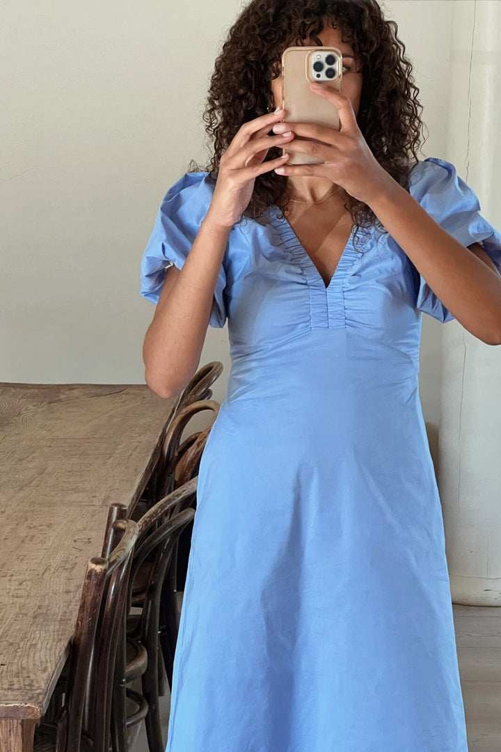 Neo Noir - Illana Poplin Dress - Sky Blue Kjoler 