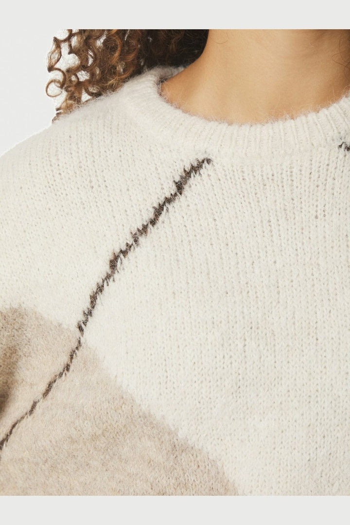 Neo Noir - Inga Check Fluff Knit Blouse 165205 - 122 - Creme