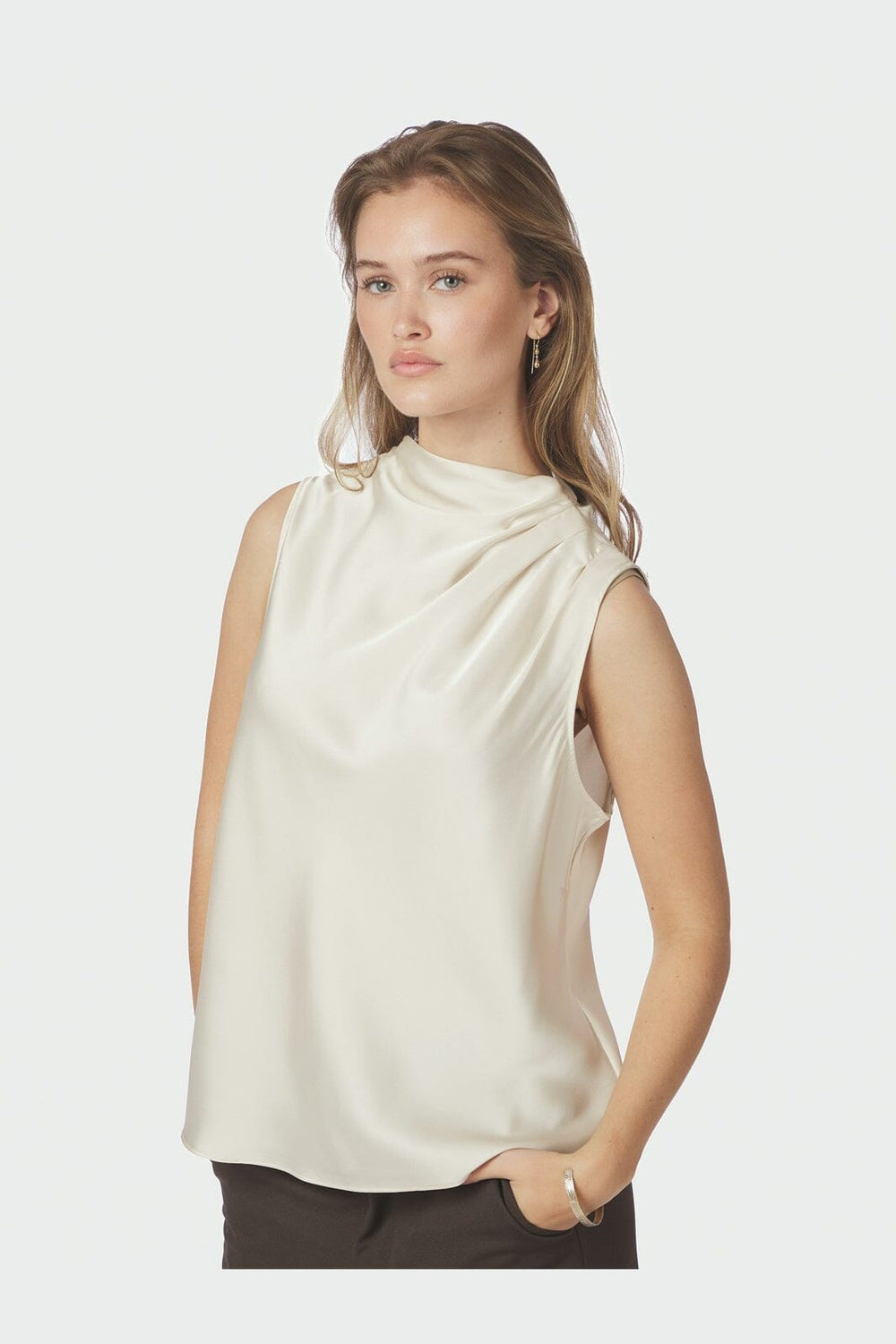 Neo Noir - Isola Drapy Satin Top 167873 - 122 - Creme