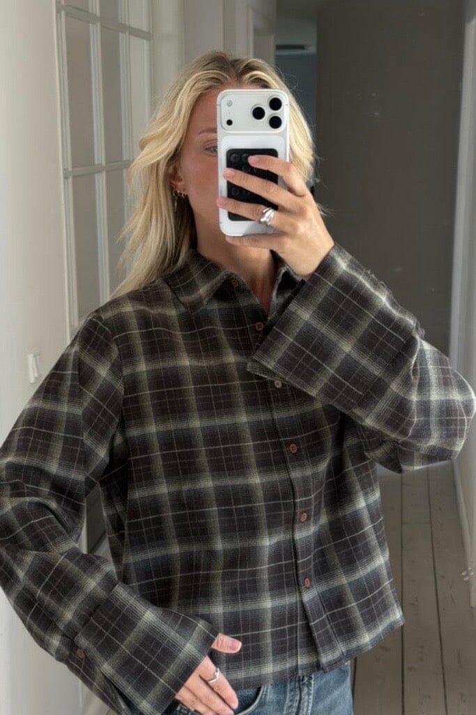 Neo Noir - Jaylin Flannel Check Shirt 171705 - 189 - Warm Grey Skjorter 