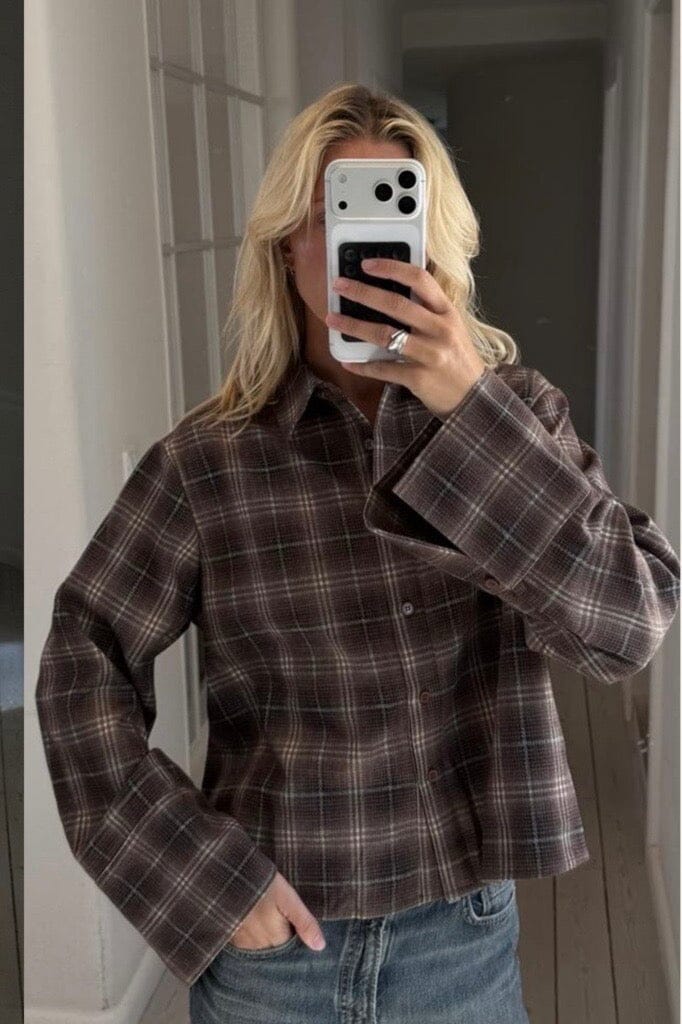 Neo Noir - Jaylin Flannel Check Shirt 171705 - 676 - Dark Brown Skjorter 