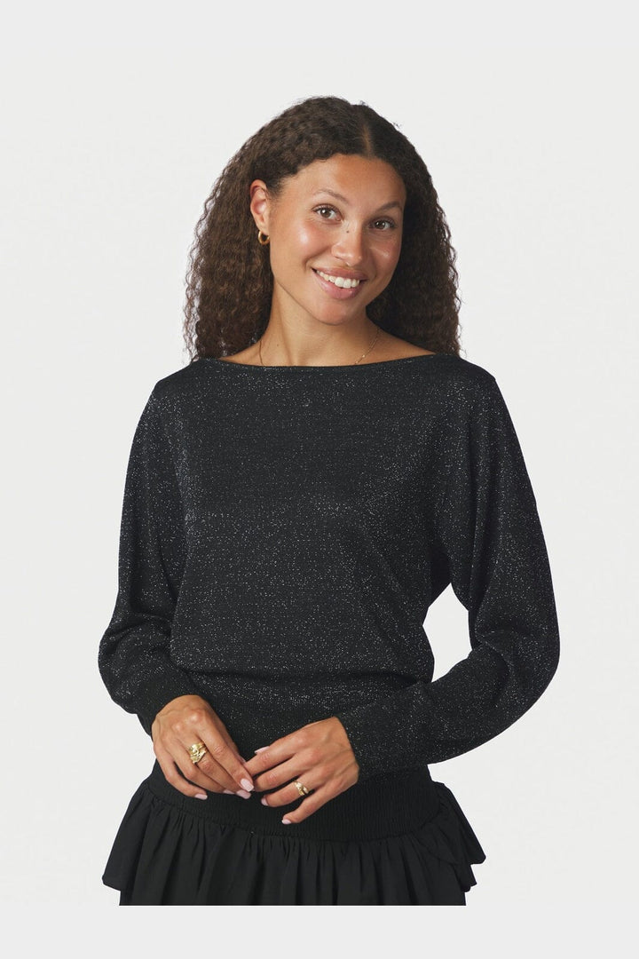 Neo Noir - Jessen Metallic Knit Blouse 171274 - 100 - Black