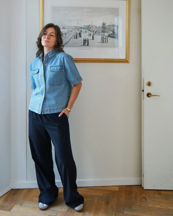 Neo Noir - Julius Pinstripe Pants 164718 - 141 - Navy Bukser 