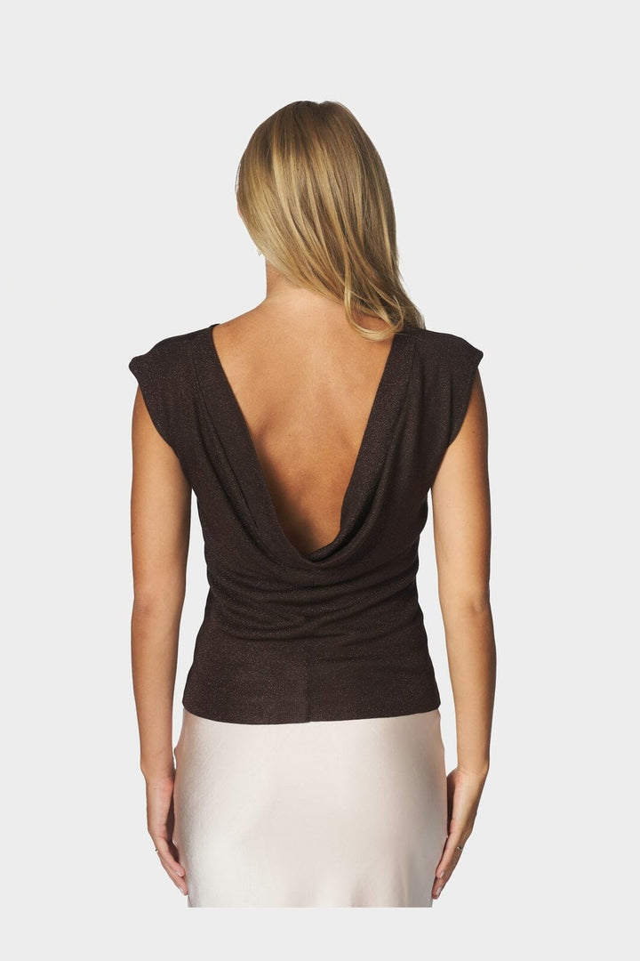 Neo Noir - Lauren Glitter Knit Top 171191 - 676 - Dark Brown