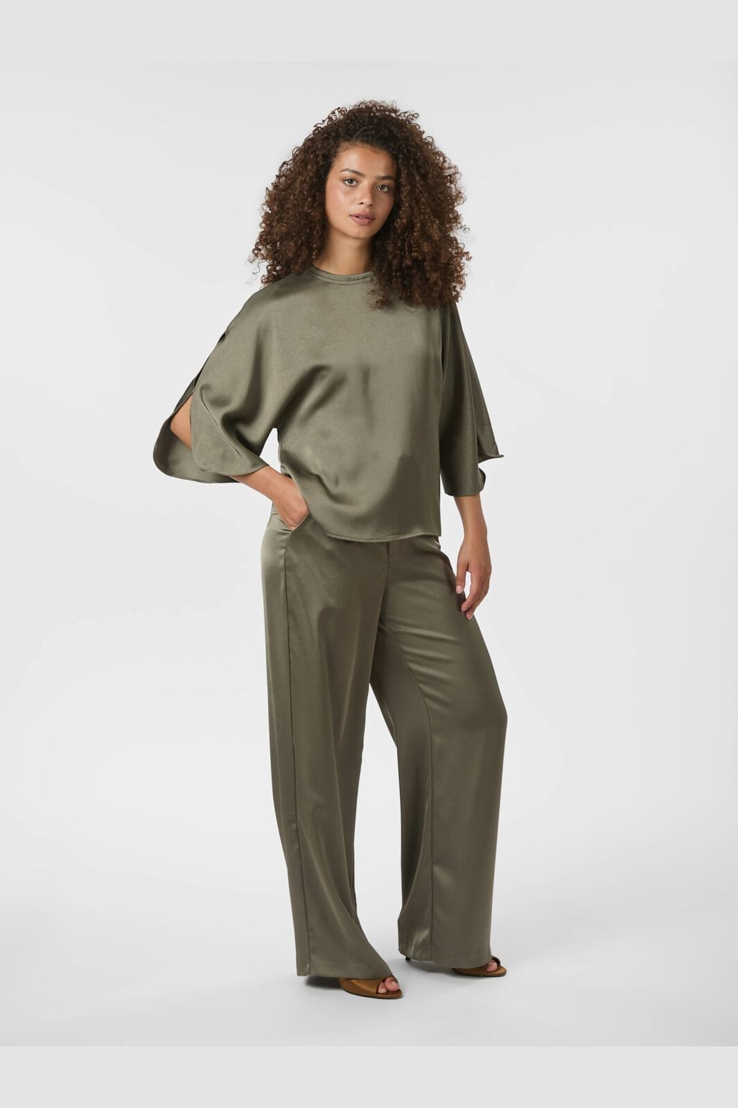 Neo Noir - Liora Heavy Sateen Blouse 165567 - 255 - Cold Army