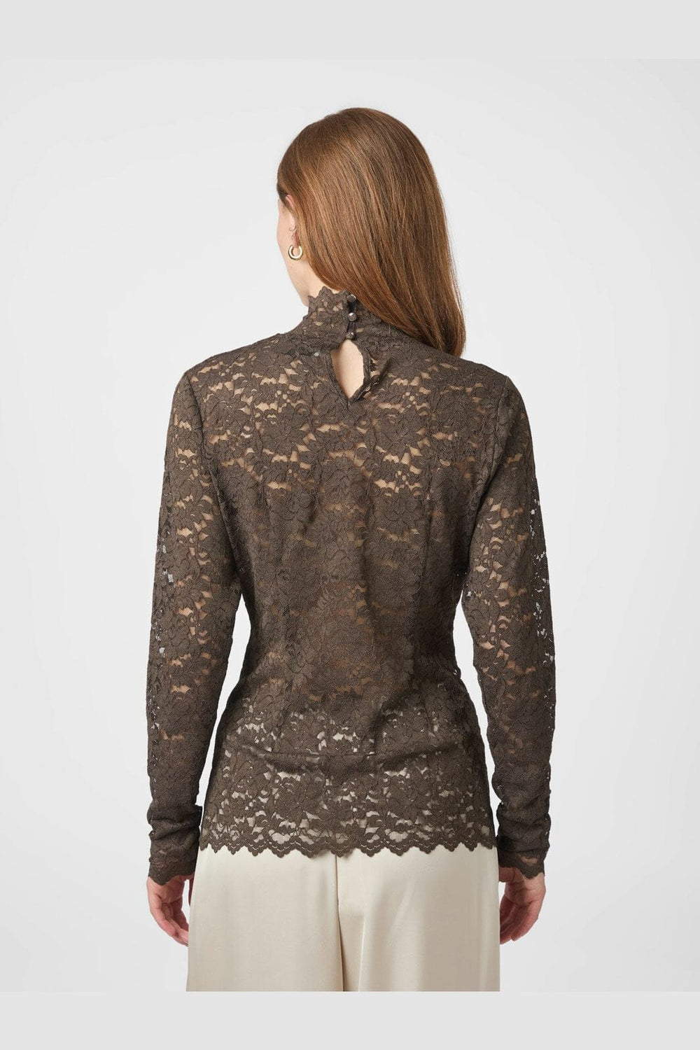 Neo Noir - Liza Laceflower Blouse 161473 - 584 - Chocolate Brown