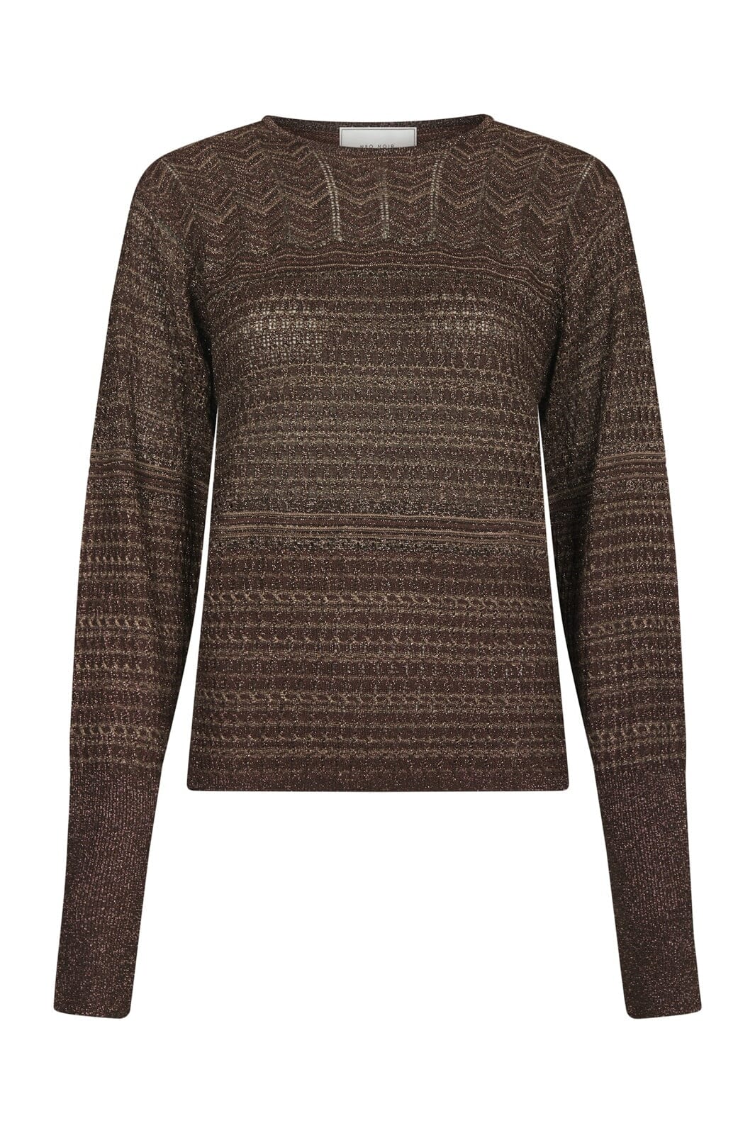 Neo Noir - Lumi Chevron Knit Blouse 171143 - 676 - Dark Brown