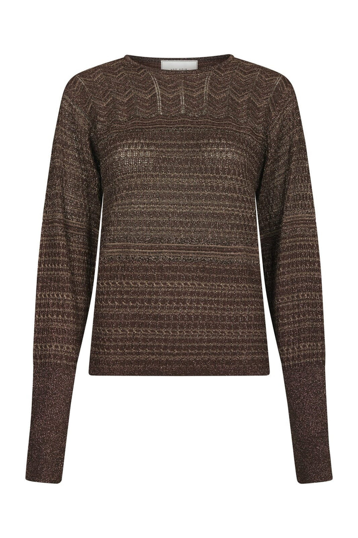 Neo Noir - Lumi Chevron Knit Blouse 171143 - 676 - Dark Brown