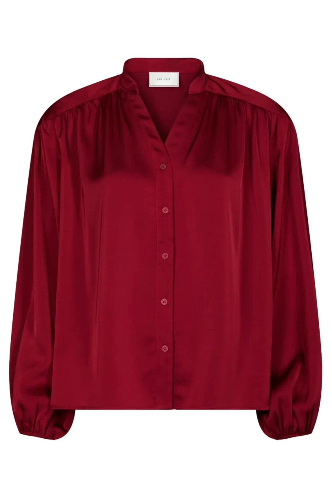Neo Noir - Lunell Drapy Satin Blouse 171660 - 682 - Wine Bluser 