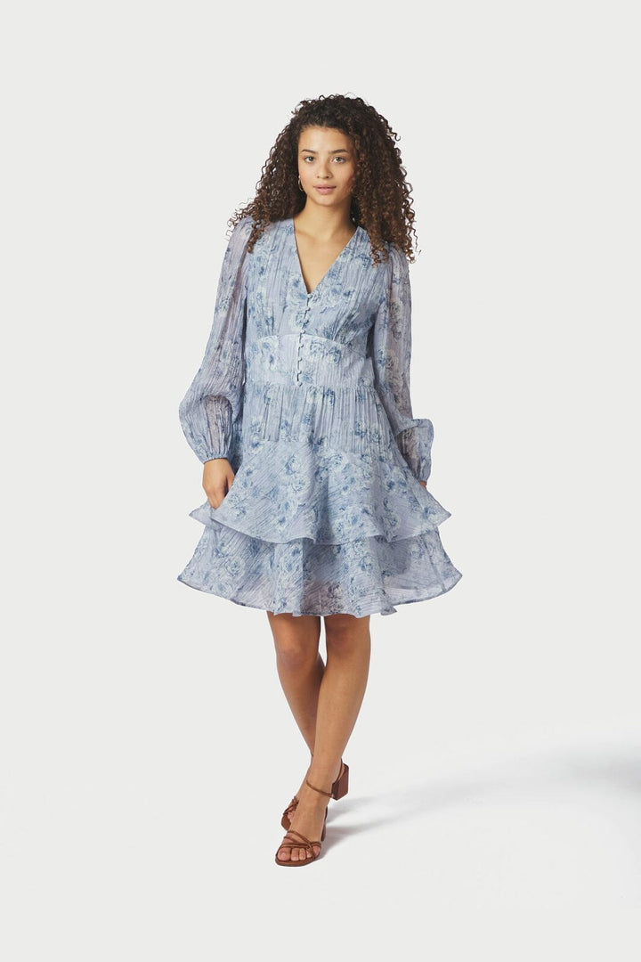 Neo Noir - Mabella Crepe Print Dress 167703 - 142 - Dusty Blue