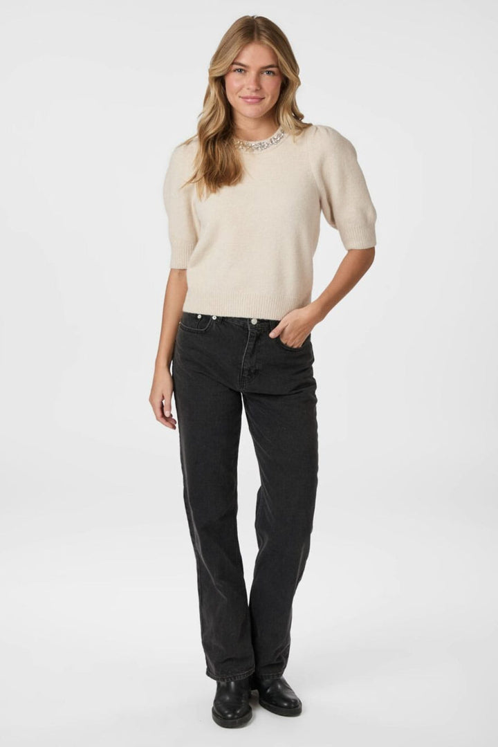 Neo Noir - Maia Stone Knit Blouse 162914 - 124 - Ivory