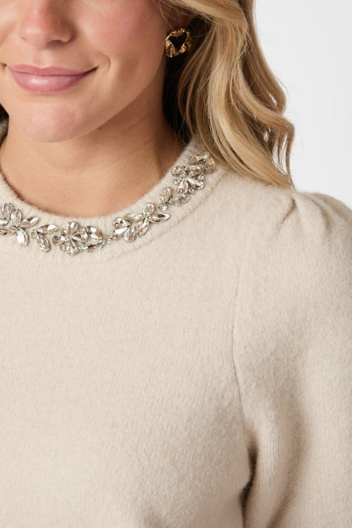 Neo Noir - Maia Stone Knit Blouse 162914 - 124 - Ivory