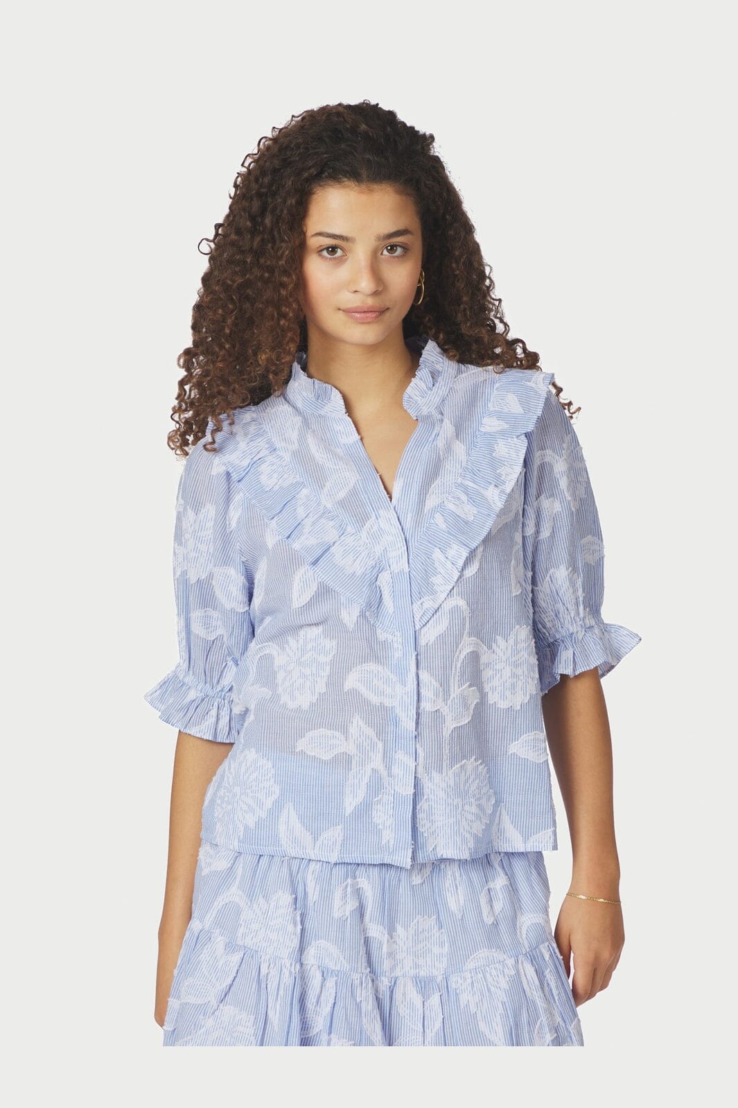 Neo Noir - Manet Jacquard Blouse 168480 - 145 - Light Blue