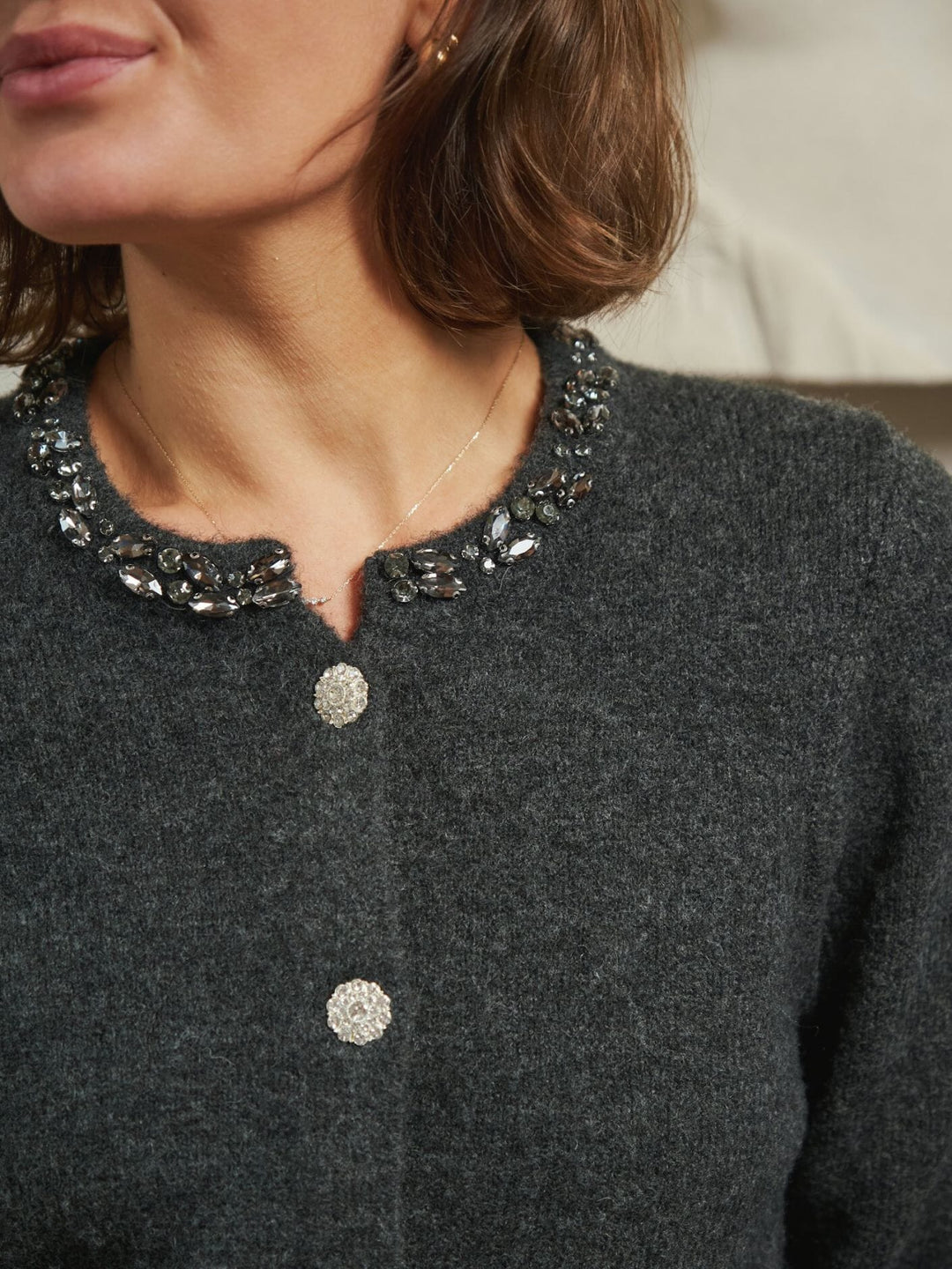 Neo Noir - Marie Stone Knit Cardigan 163850 - 132 - Antracit Cardigans 