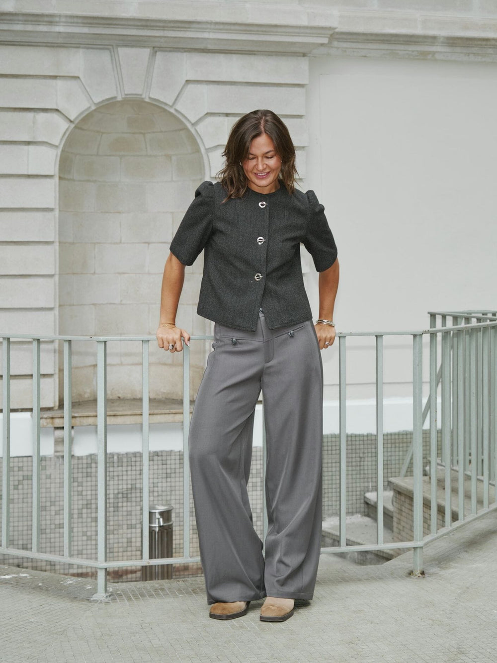 Neo Noir - Massie Structure Pants 165999 - 107 - Dark Grey Melange Bukser 