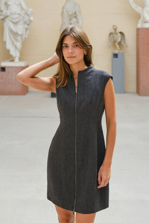 Neo Noir - Melville Herringbone Dress 166190 - 132 - Antracit Kjoler 
